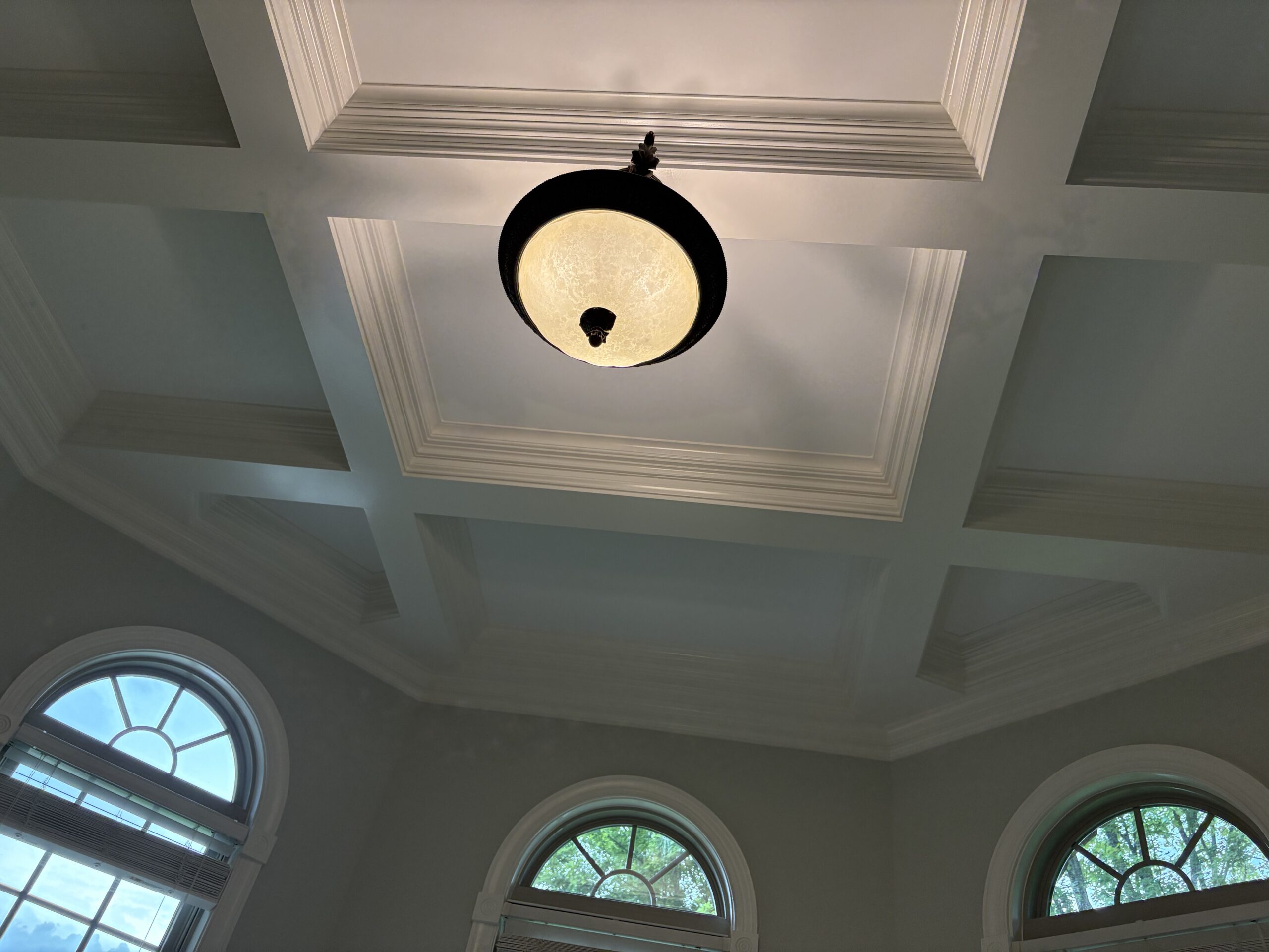 Smooth finished ceiling with dome light fixture